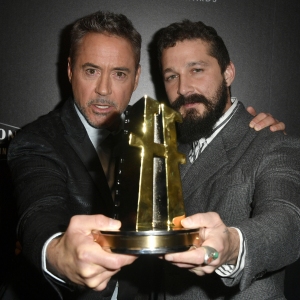 Robert Downey Jr. and Shia LaBeouf durgin The 23rd annual Hollywood Film Awards