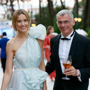 Model Petra Nemcova and Designer Arik Levy, the amfAR Gala Cannes 2017