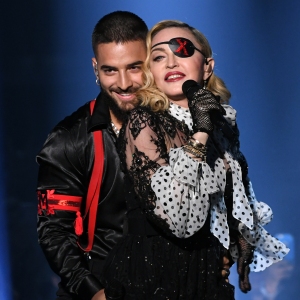 Maluma and Madonna perform onstage during the 2019 Billboard Music Awards